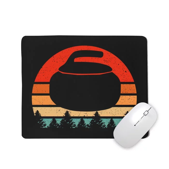 Vintage Retro Curling Stone Player Gift Design Funny Curling Giftvintage Retro C Mousepad