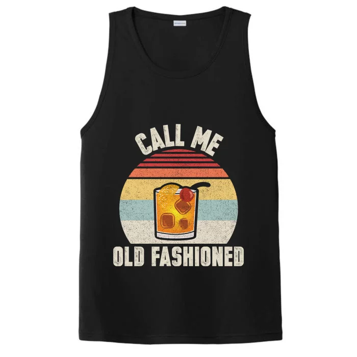 Vintage Retro Cocktail Call Me Old Fashioned Bartender Gift Performance Tank