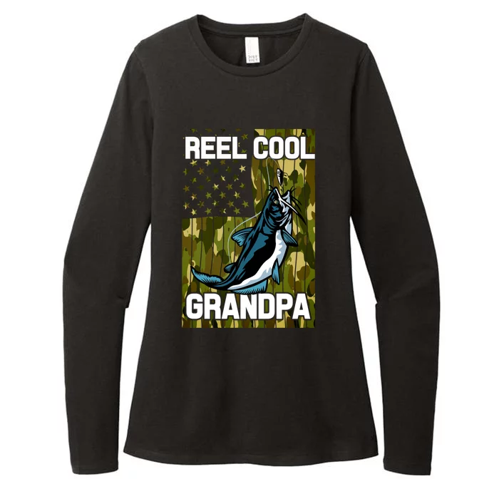 Vintage Reel Cool Grandpa American Flag Patriotic Fishing Meaningful Gift Womens CVC Long Sleeve Shirt