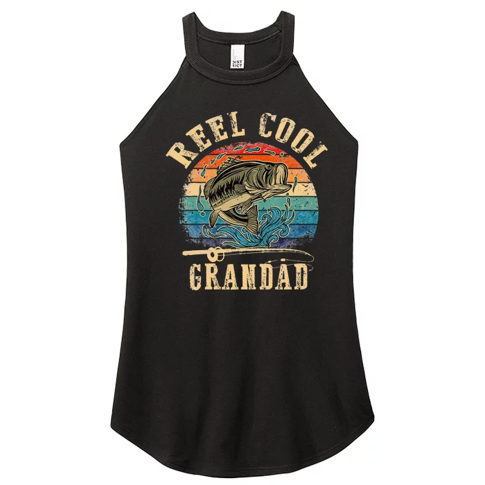 Vintage Reel Cool Grandad Fish Fishing dad Women’s Perfect Tri Rocker Tank