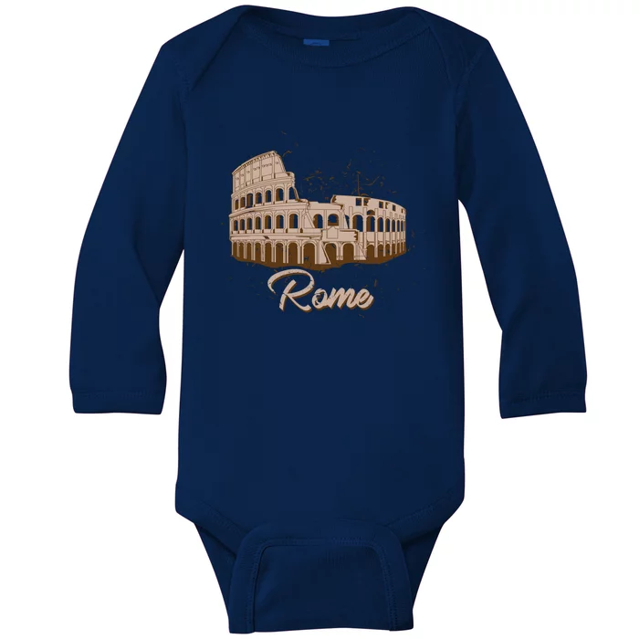 Vintage Ro Colosseum Rome Italy Italian Souvenir Funny Gift Meaningful Gift Baby Long Sleeve Bodysuit