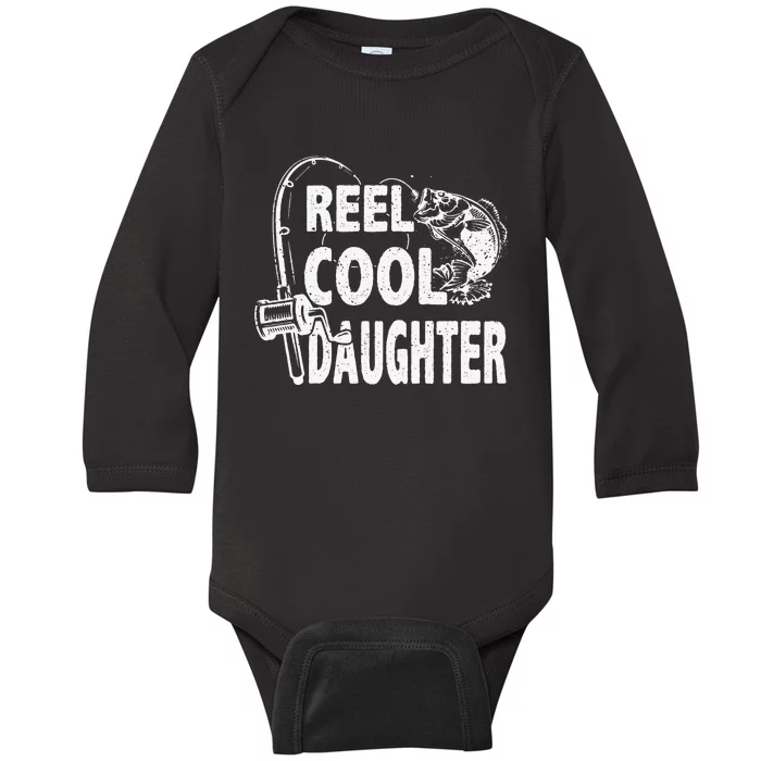 Vintage Reel Cool Daughter Birthday Fishing Baby Long Sleeve Bodysuit