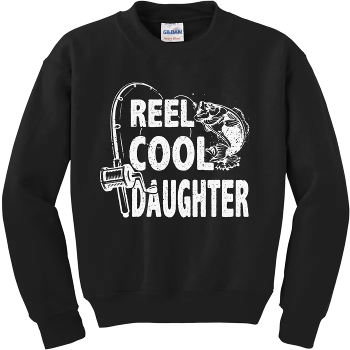 Vintage Reel Cool Daughter Birthday Fishing Kids Sweatshirt