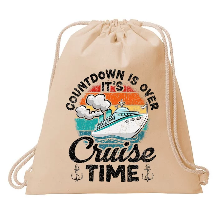 Vintage Retro Countdown Is Over ItS Cruise Time Drawstring Bag