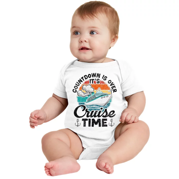 Vintage Retro Countdown Is Over ItS Cruise Time Baby Bodysuit