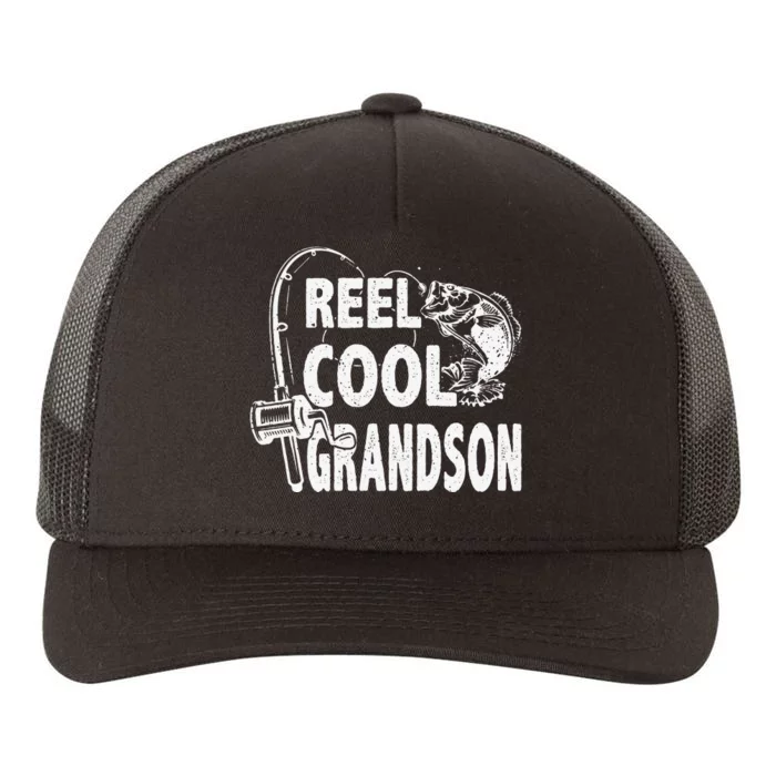 Vintage Reel Cool Grandson Birthday Fishing Yupoong Adult 5-Panel Trucker Hat