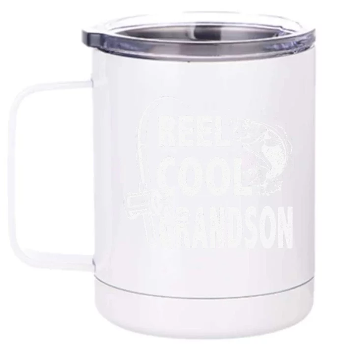 Vintage Reel Cool Grandson Birthday Fishing Front & Back 12oz Stainless Steel Tumbler Cup