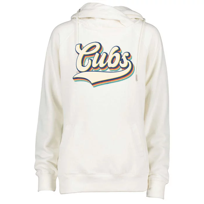 Vintage Retro Cubs Sports Logo Womens Funnel Neck Pullover Hood