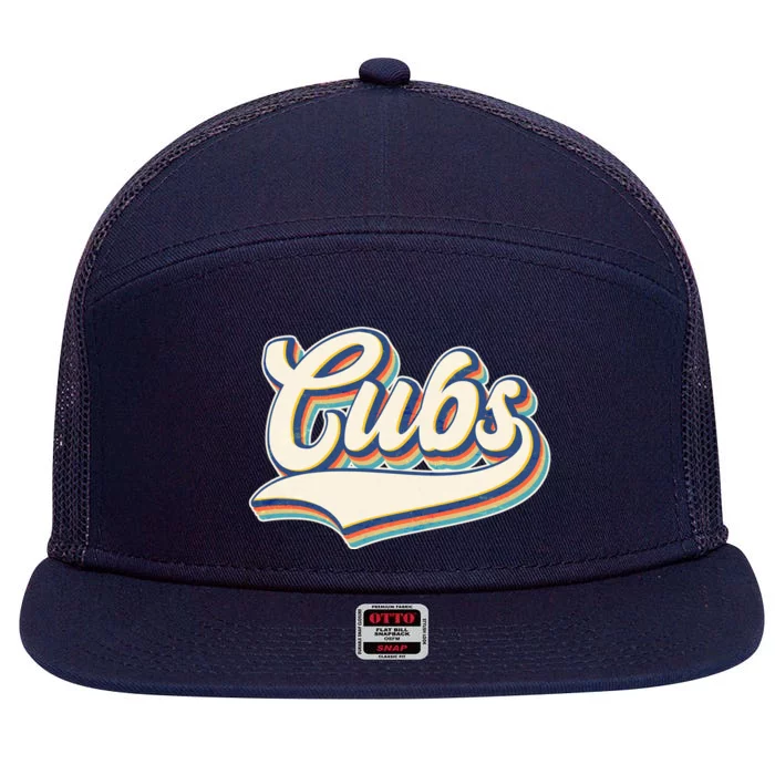 Vintage Retro Cubs Sports Logo 7 Panel Mesh Trucker Snapback Hat