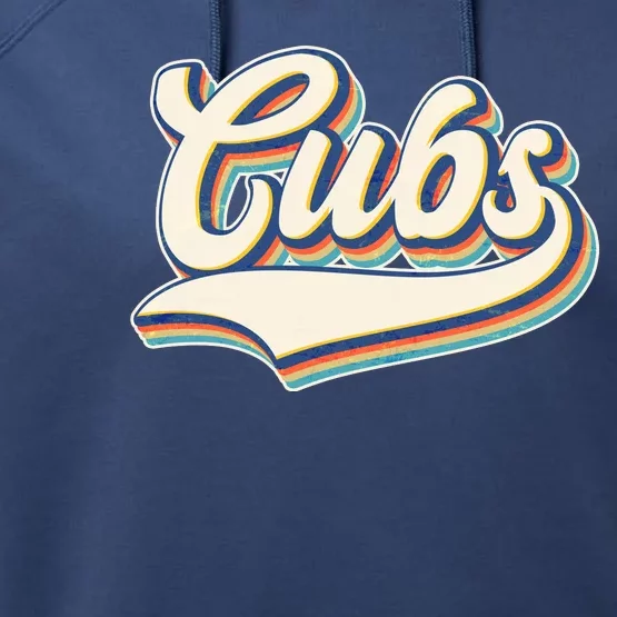 Vintage Retro Cubs Sports Logo Performance Fleece Hoodie