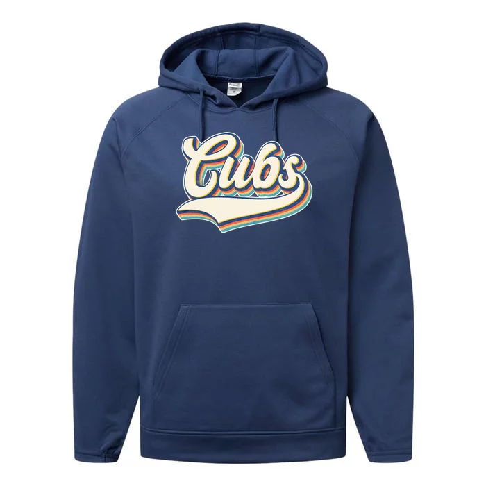 Vintage Retro Cubs Sports Logo Performance Fleece Hoodie