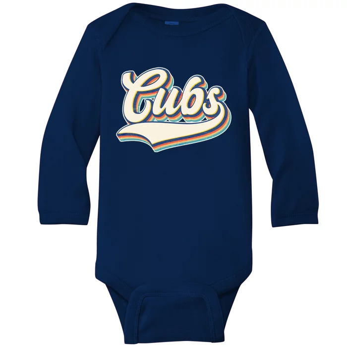 Vintage Retro Cubs Sports Logo Baby Long Sleeve Bodysuit