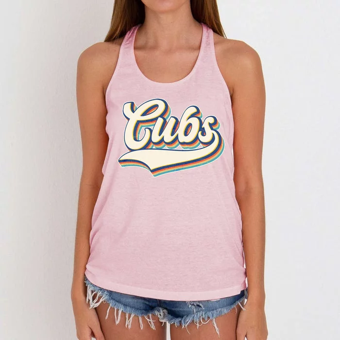 Vintage Retro Cubs Sports Logo Women's Knotted Racerback Tank