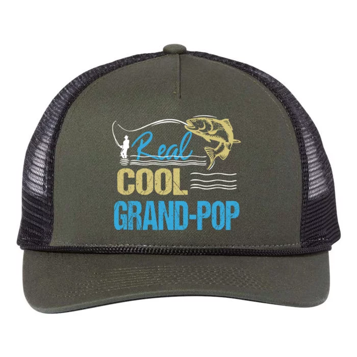 Vintage Reel Cool Grandpop Fishing Dad Grandpa Fathers Day Gift Retro Rope Trucker Hat Cap