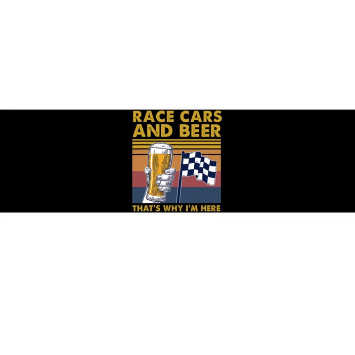 Vintage Race Cars Checkered Flag Beer Thats Why Im Here Bumper Sticker