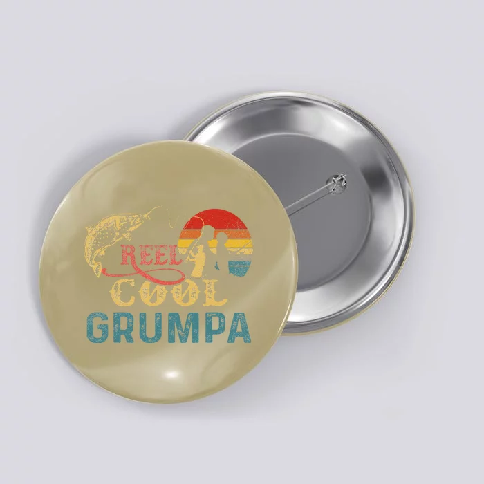 Vintage Reel Cool Grumpa For Fishing Nature Lovers Button