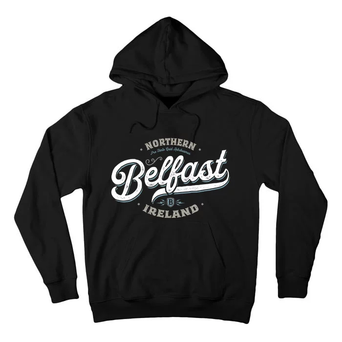 Vintage Retro City Travel Capital Belfast Northern Ireland Tall Hoodie