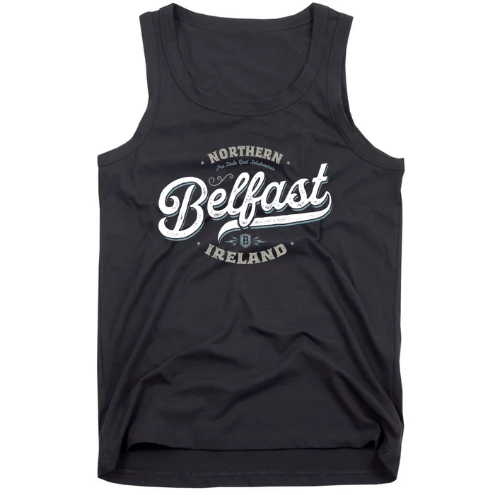 Vintage Retro City Travel Capital Belfast Northern Ireland Tank Top