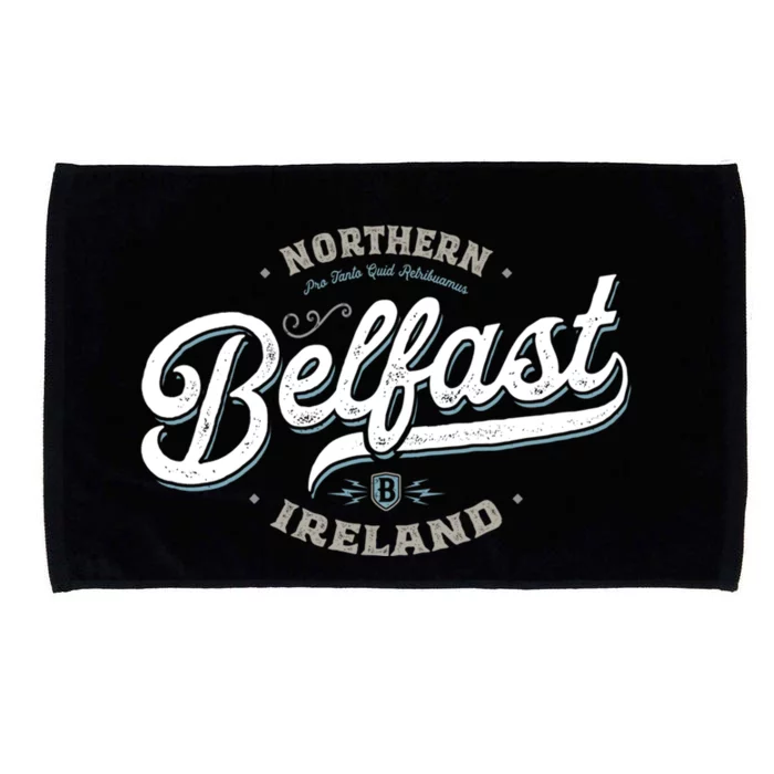 Vintage Retro City Travel Capital Belfast Northern Ireland Microfiber Hand Towel