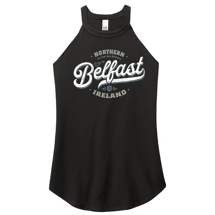 Vintage Retro City Travel Capital Belfast Northern Ireland Women’s Perfect Tri Rocker Tank