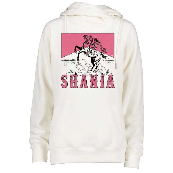 Vintage Retro Cowgirl Shania Womens Funnel Neck Pullover Hood