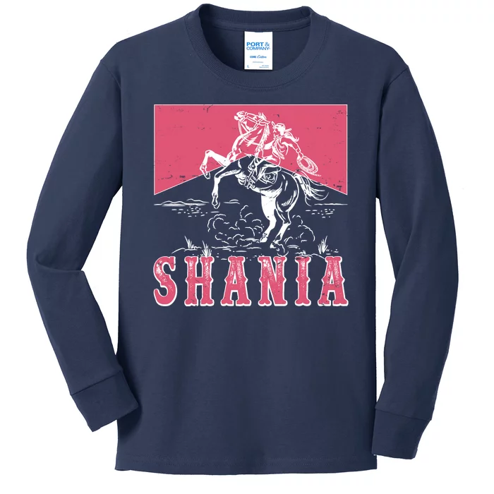 Vintage Retro Cowgirl Shania Kids Long Sleeve Shirt