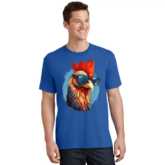 Vintage Rooster Chicken Sunglasses T-Shirt