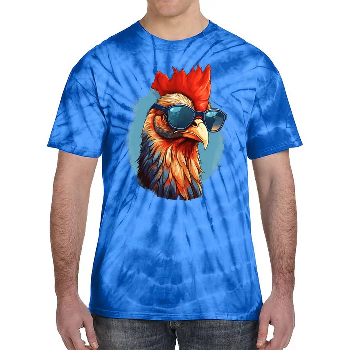 Vintage Rooster Chicken Sunglasses Tie-Dye T-Shirt