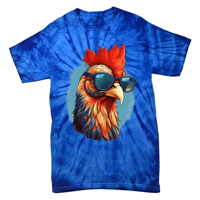 Vintage Rooster Chicken Sunglasses Tie-Dye T-Shirt