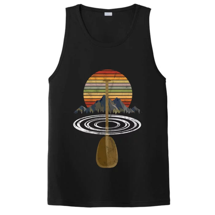 Vintage Retro Canoe Paddle And Mountains Rafting Gift Performance Tank