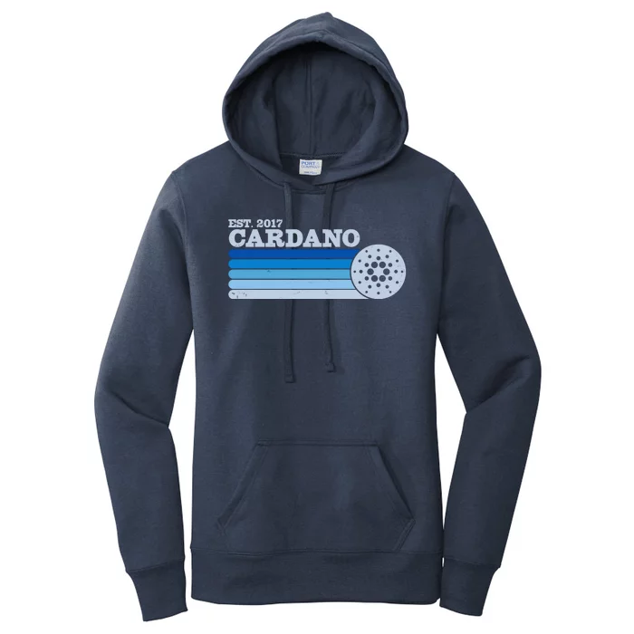 Vintage Retro Cardano Cryptocurrency Logo Women's Pullover Hoodie