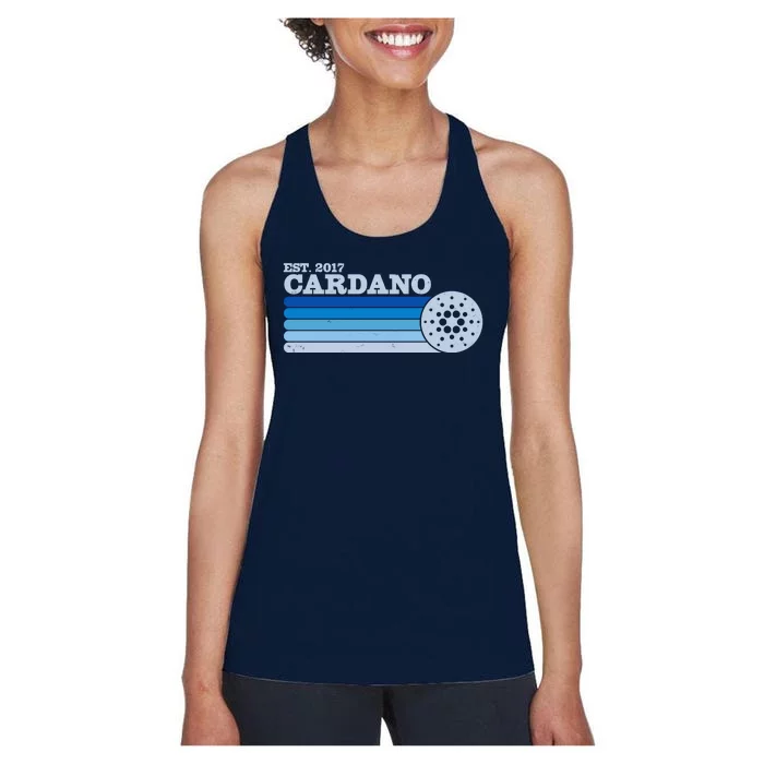 Vintage Retro Cardano Cryptocurrency Logo Women's Racerback Tank