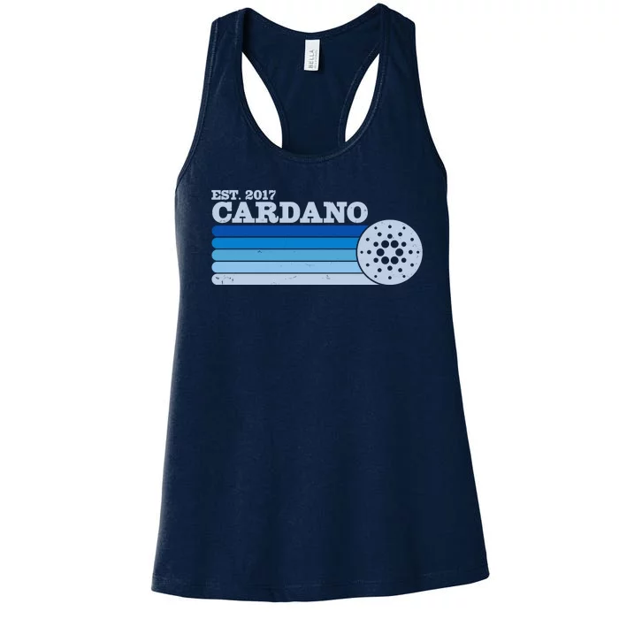 Vintage Retro Cardano Cryptocurrency Logo Women's Racerback Tank