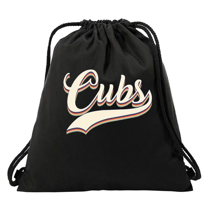 Vintage Retro Cubs Sports Name Drawstring Bag