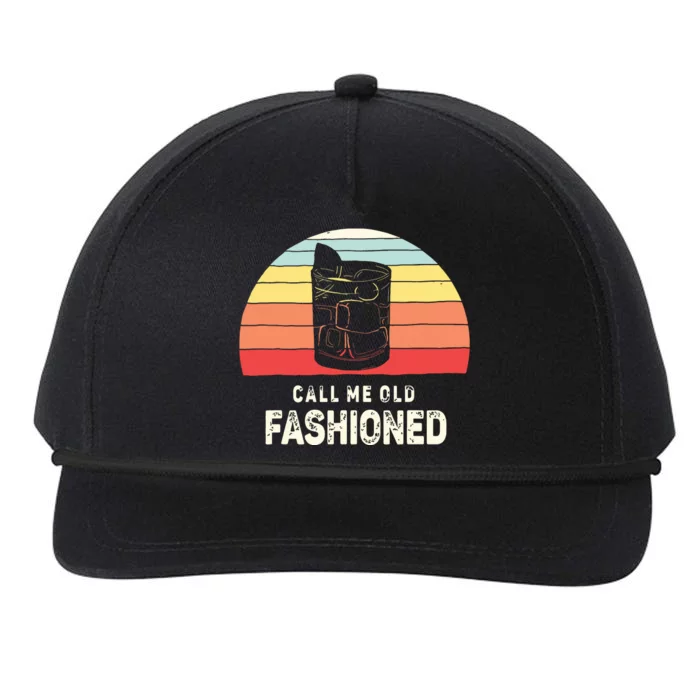 Vintage Retro Call Me Old Fashioned Whiskey Lover Snapback Five-Panel Rope Hat