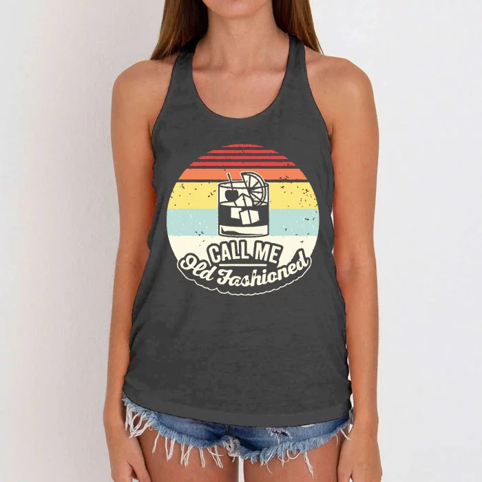 Vintage Retro Call Me Old Fashioned Whiskey Women's Knotted Racerback Tank