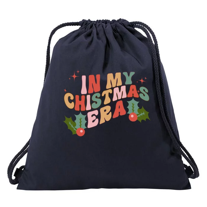 Vintage Retro Christmas In My Christmas Era Gift Drawstring Bag