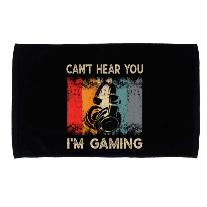 Vintage Retro Can't Hear You I'm Gaming Gift Funny Gamer Gift Microfiber Hand Towel