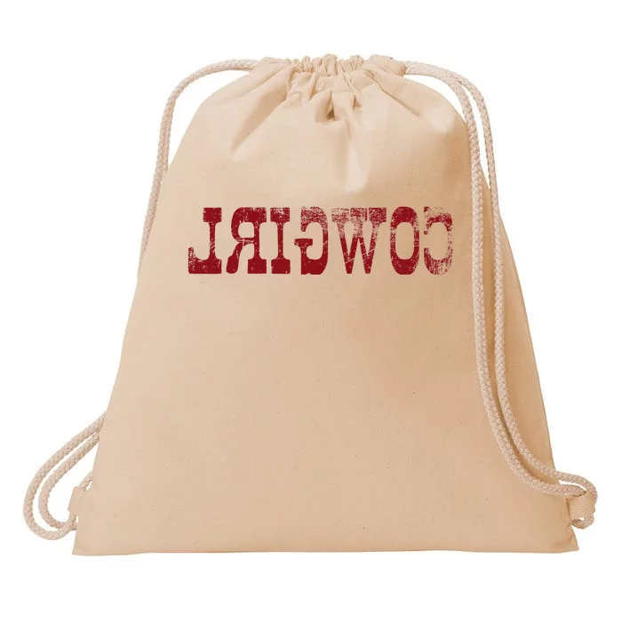 Vintage Reverse Cowgirl Rodeo Western Country Southern Drawstring Bag