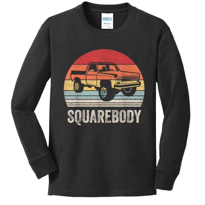 Vintage Retro Classic Square Body Squarebody Truck Kids Long Sleeve Shirt