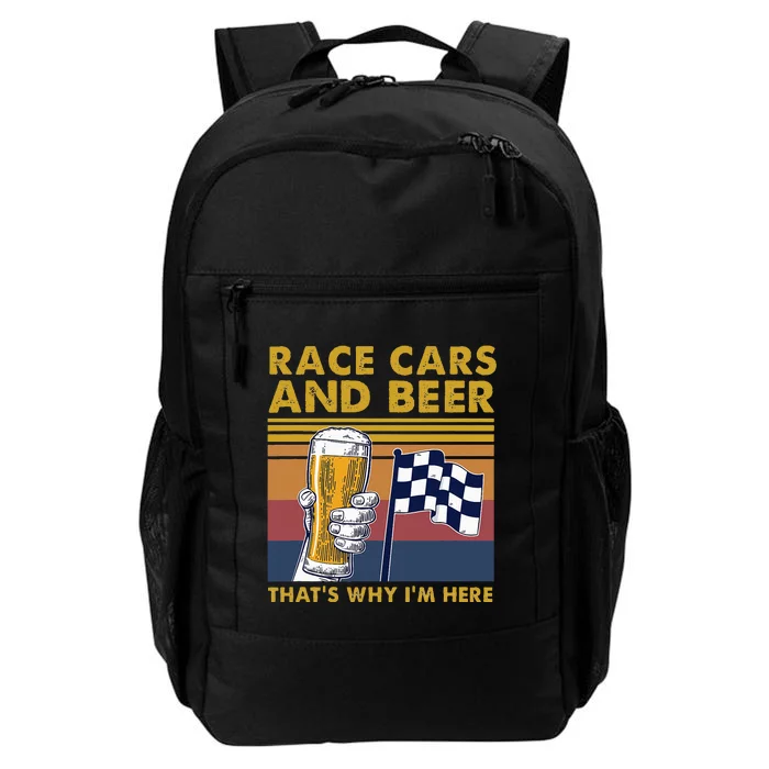 Vintage Race Cars Checkered Flag Beer That's Why I'm Here Daily Commute Backpack