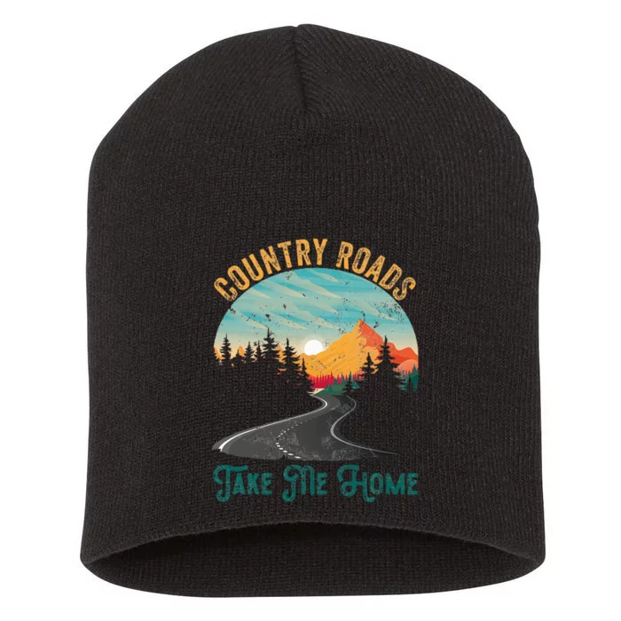 Vintage Retro Country Roads Take Me My Home Short Acrylic Beanie