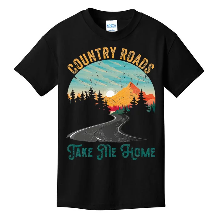 Vintage Retro Country Roads Take Me My Home Kids T-Shirt