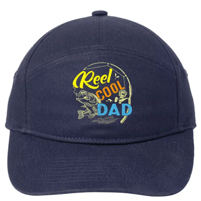 Vintage Reel Cool Dad Fathers Day Fishing Fisher Gift 7-Panel Snapback Hat