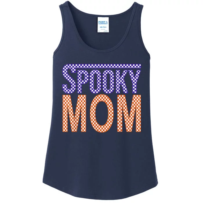 Vintage Retro Checked Ghost Boo Stay Spooky Mom Halloween Ladies Essential Tank