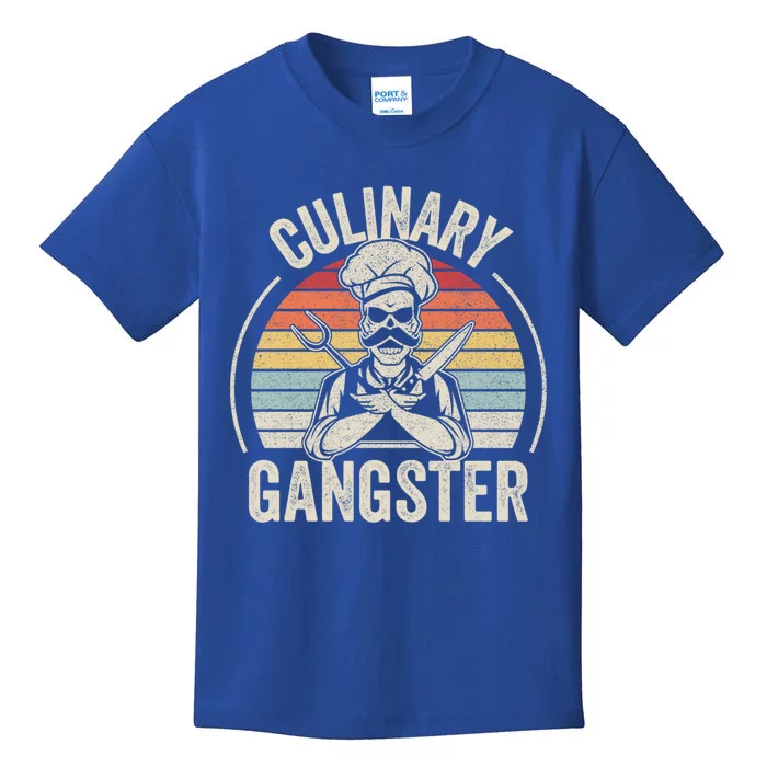 Vintage Retro Culinary Gangster Cooking Chef Bbq Cool Gift Kids T-Shirt