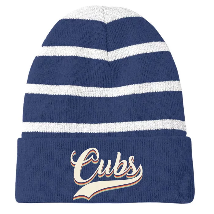 Vintage Retro Cubs Gift Striped Beanie with Solid Band