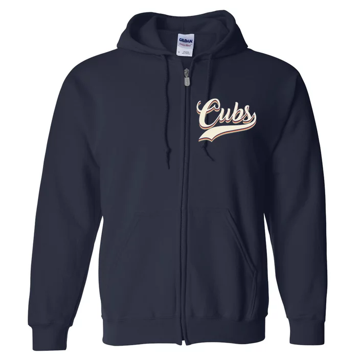 Vintage Retro Cubs Gift Full Zip Hoodie