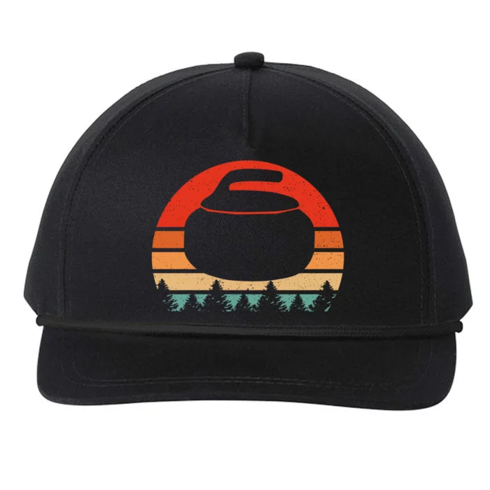 Vintage Retro Curling Stone Player Gift Design Funny Curling Gift Snapback Five-Panel Rope Hat