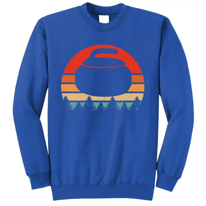 Vintage Retro Curling Stone Player Gift Design Funny Curling Gift Tall Sweatshirt